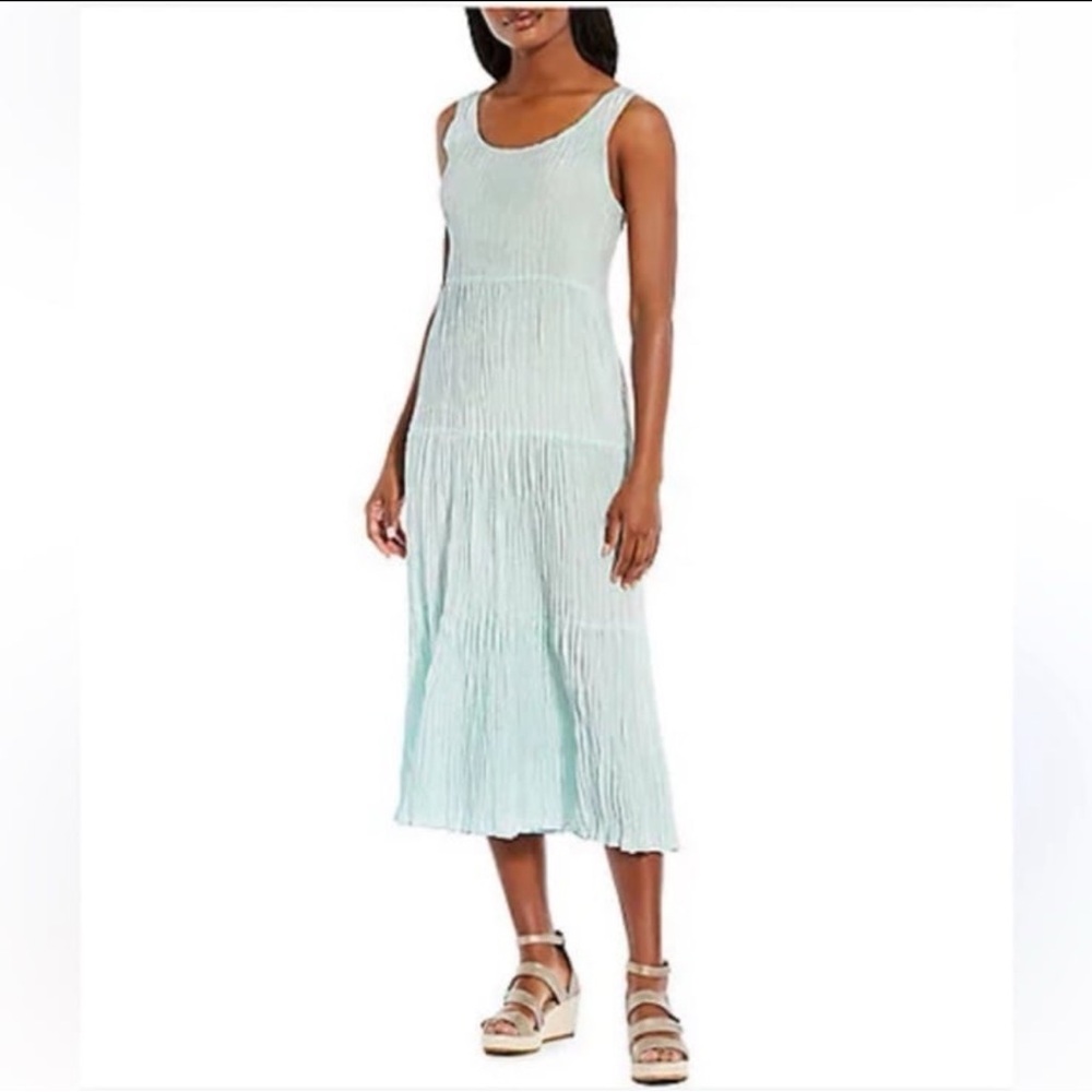 NWT Eileen Fisher Crushed Silk Tiered MIDI Dress